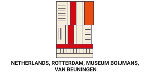 鹿特丹 Boijmans博物馆 Van Beuningen旅行地标线矢量图解 — 图库矢量图片