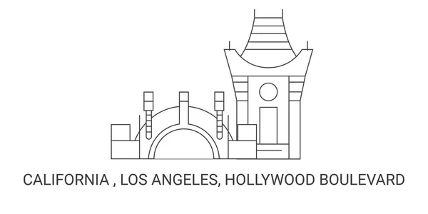 Сша Каліфорнія Лос Анджелес Голлівуд Бульвар Ілюстрації Лініях Подорожей — стоковий вектор