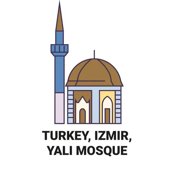 Turecko Izmir Yali Mešita Cestovní Orientační Linie Vektorové Ilustrace — Stockový vektor
