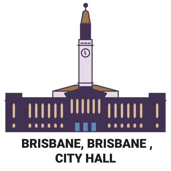 Australia Brisbane Brisbane Ayuntamiento Viaje Hito Línea Vector Ilustración — Vector de stock