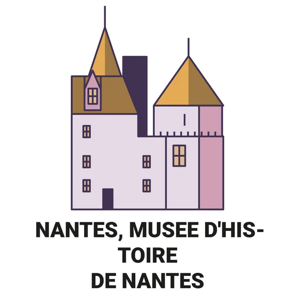 Fransa Nantes Musee Dhistoire Nantes Seyahat Çizgisi Çizimi — Stok Vektör