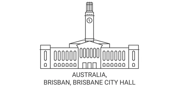 Australien Brisbane Brisbane City Hall Reise Meilenstein Linienvektorillustration — Stockvektor