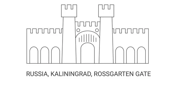 Ryssland Kaliningrad Rossgarten Gate Resa Landmärke Linje Vektor Illustration — Stock vektor