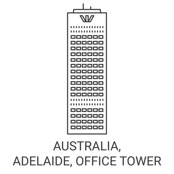 Australien Adelaide Office Tower Reise Meilenstein Linienvektorillustration — Stockvektor
