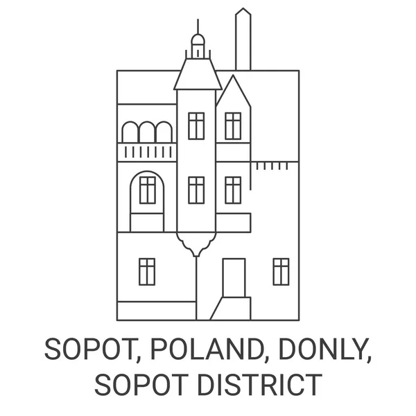 Polsko Sopot Donly Sopot District Cestovní Orientační Linie Vektorové Ilustrace — Stockový vektor