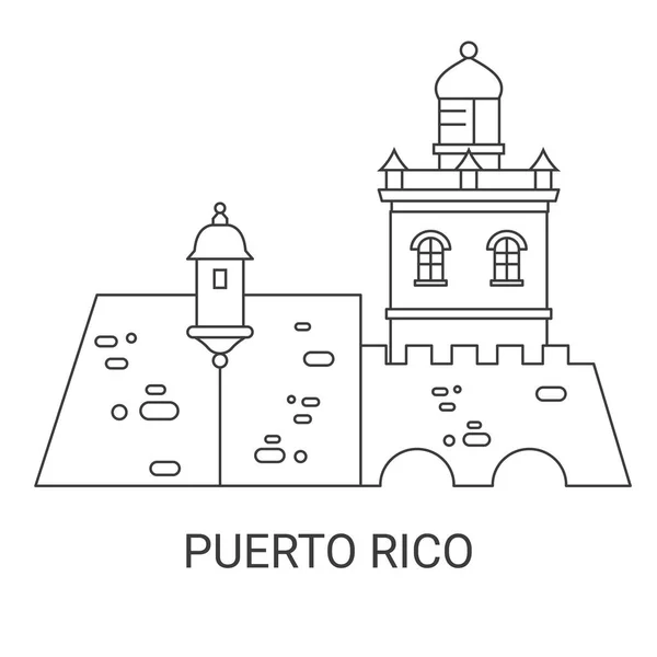 Puerto Rico Viaggi Linea Riferimento Illustrazione Vettoriale — Vettoriale Stock