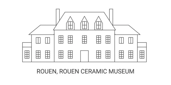 Francja Rouen Rouen Muzeum Ceramiki Podróż Punkt Orientacyjny Linii Wektor — Wektor stockowy