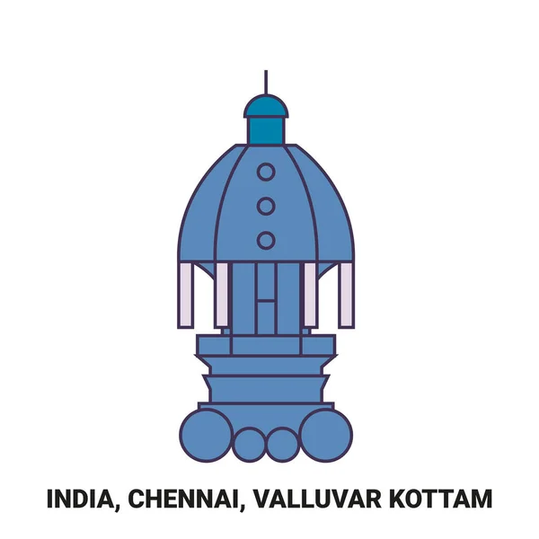 Índia Chennai Valluvar Kottam Viagem Marco Linha Vetor Ilustração —  Vetores de Stock