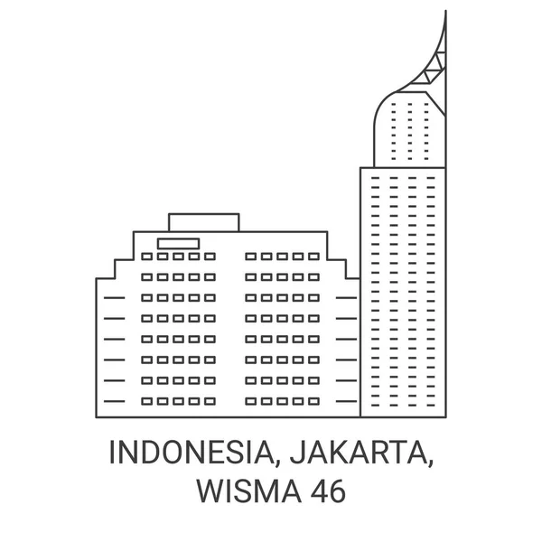 Indonesien Jakarta Wisma Resa Landmärke Linje Vektor Illustration — Stock vektor