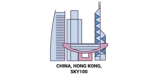 Κίνα Χονγκ Κονγκ Sky00 Ταξίδι Ορόσημο Γραμμή Διανυσματική Απεικόνιση — Διανυσματικό Αρχείο