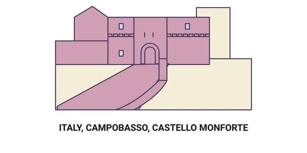 Italie Campobasso Castello Monforte Illustration Vectorielle Ligne Repère Voyage — Image vectorielle