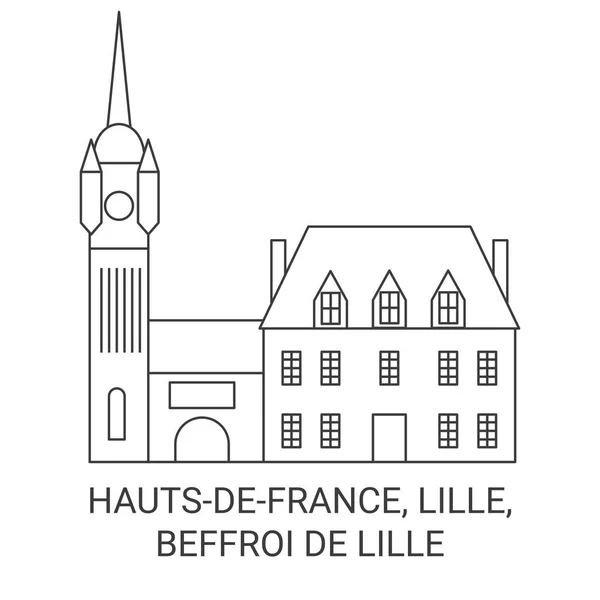Francia Beffroi Lille Recorrido Hito Línea Vector Ilustración — Archivo Imágenes Vectoriales