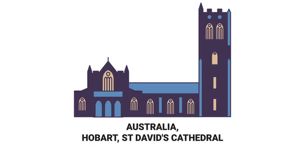 Australia Hobart Davids Cathedral Travel Landmark Line Vector Illustration — 스톡 벡터