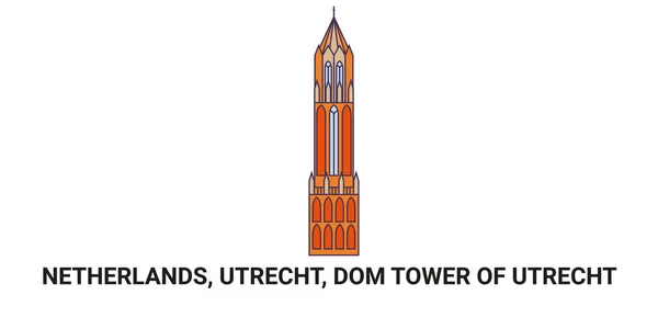 Pays Bas Utrecht Dom Tower Utrecht Illustration Vectorielle Ligne Repère — Image vectorielle