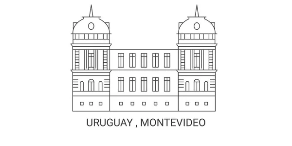 Ουρουγουάη Μοντεβιδέο Ταξίδια Ορόσημο Γραμμή Διανυσματική Απεικόνιση — Διανυσματικό Αρχείο