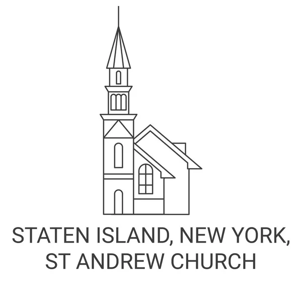 Vereinigte Staaten Staten Island New York Andrew Church Reise Meilenstein — Stockvektor