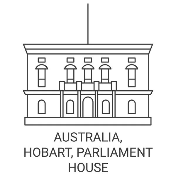 Australia Hobart Parlamento Casa Viaje Hito Línea Vector Ilustración — Vector de stock