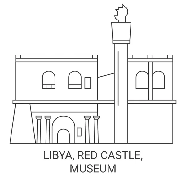 Libya Kastil Merah Museum Perjalanan Garis Vektor Garis Vektor Ilustrasi - Stok Vektor