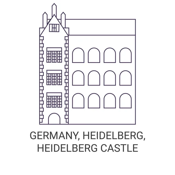 Jerman Heidelberg Kastil Heidelberg Perjalanan Garis Vektor Ilustrasi - Stok Vektor