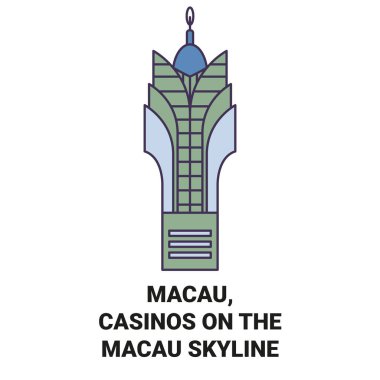 Çin, Macau, Casinos Macau Skyline seyahat çizgisi çizgisi çizimi