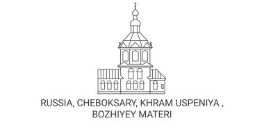 Rusya, Cheboksary, Khram Uspeniya, Bozhiyey Materi seyahat çizgisi çizimi