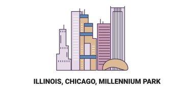 Birleşik Devletler, Illinois, Chicago, Millennium Park, seyahat çizgisi çizelgesi çizimi