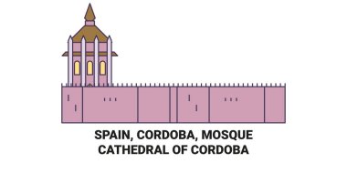 İspanya, Cordoba, Crdoba 'nın Camii seyahat çizgisi çizgisi çizimi