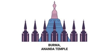 Burma, Ananda Tapınağı seyahat çizgisi çizgisi çizimi