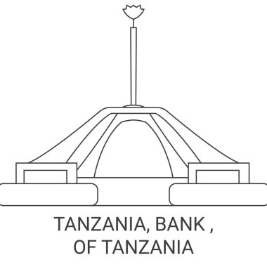 Tanzanya, Bank, Tanzanya seyahat çizgisi vektör illüstrasyonu