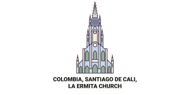 Kolombiya, Santiago De Cali, La Ermita Kilisesi seyahat çizgisi çizimi