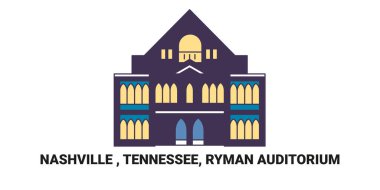 Birleşik Devletler, Nashville, Tennessee, Ryman Oditoryumu, seyahat çizgisi vektör ilüstrasyonu