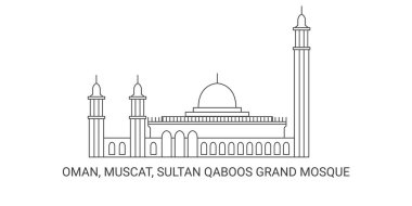 Umman, Muscat, Sultan Qaboos Büyük Cami, seyahat çizgisi çizimi