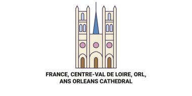 Fransa, Centreval De Loire, Orl, Ansorlan Katedrali seyahat çizgisi çizgisi çizimi