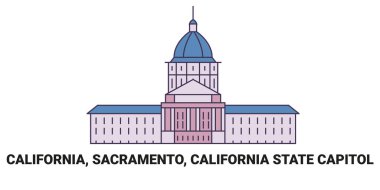 ABD, Kaliforniya, Sacramento, Kaliforniya Eyalet Meclisi, seyahat çizgisi vektör çizimi
