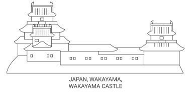 Japonya, Wakayama ve Wakayama Şatosu seyahat çizgisi çizimi