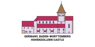 Almanya, Badenw, Rttemberghohenzollern Castle seyahat çizgisi vektör ilüstrasyonu