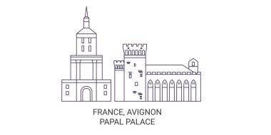 Fransa, Avignon, Papalık Sarayı seyahat çizgisi vektör ilüstrasyonu