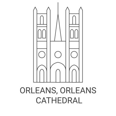 Fransa, Orleans, Orleans Katedrali seyahat çizgisi vektör illüstrasyonu