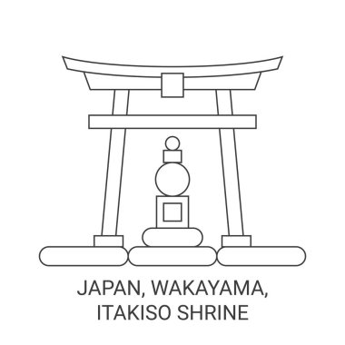 Japonya, Wakayama, Itakiso Tapınağı seyahat çizgisi çizgisi çizimi