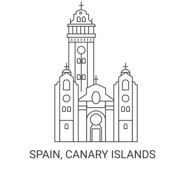 İspanya, Kanarya Adaları, seyahat çizgisi vektör çizelgesi çizimi