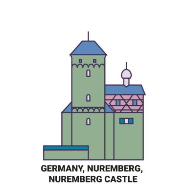Almanya, Nuremberg, Nuremberg Şatosu seyahat çizgisi vektör ilüstrasyonu