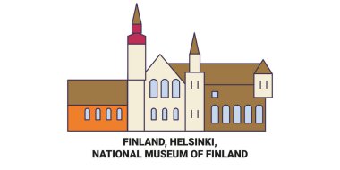 Finlandiya, Helsinki, Finlandiya Ulusal Müzesi tarihi eser çizgisi çizimi