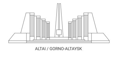 Rusya, Altai ve Gornoaltaysk seyahat çizgisi vektör ilüstrasyonu