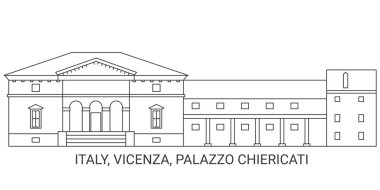İtalya, Vicenza, Palazzo Chiericati, seyahat çizgisi vektör ilüstrasyonu
