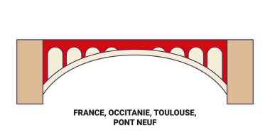 Fransa, Occitanie, Toulouse, Pont Neuf seyahat çizgisi çizelgesi çizimi