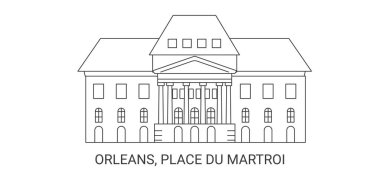 Fransa, Orleans, Place Du Martroi, seyahat çizgisi vektör çizimi