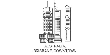 Avustralya, Brisbane, şehir merkezi seyahat çizgisi vektör illüstrasyonu