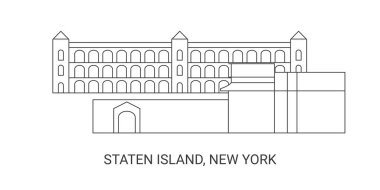 Amerika Birleşik Devletleri, Staten Adası, New York seyahat çizgisi vektör ilüstrasyonu