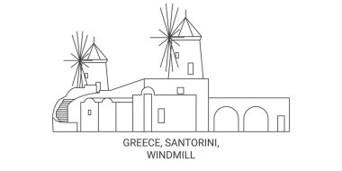 Yunanistan, Santorini ve Windmill seyahat tarihi çizgisi çizimi