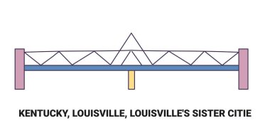 Amerika Birleşik Devletleri, Kentucky, Louisville, Louisville Rahibe Şehirler, seyahat çizgisi vektör ilüstrasyonu